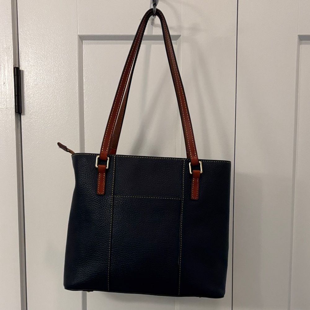 Dooney & Bourke Navy and Tan Tote Bag - Picture 2 of 3
